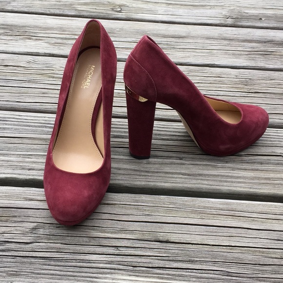 Michael Kors Shoes - Michael Kors Burgandy Suede Heels Size 7M